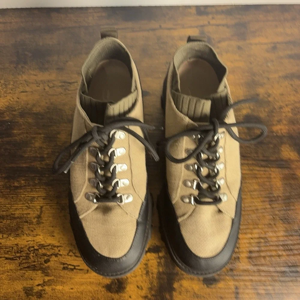 Dr Scholls Heist Sneaker Shoes‎ Womens 8.5M Tan Lace Up Chunky